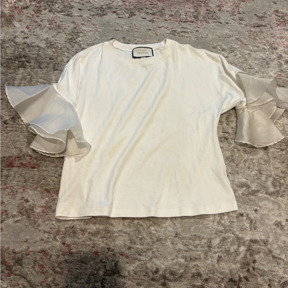 ALEXIS Flare Ruffled Sleeve White Top